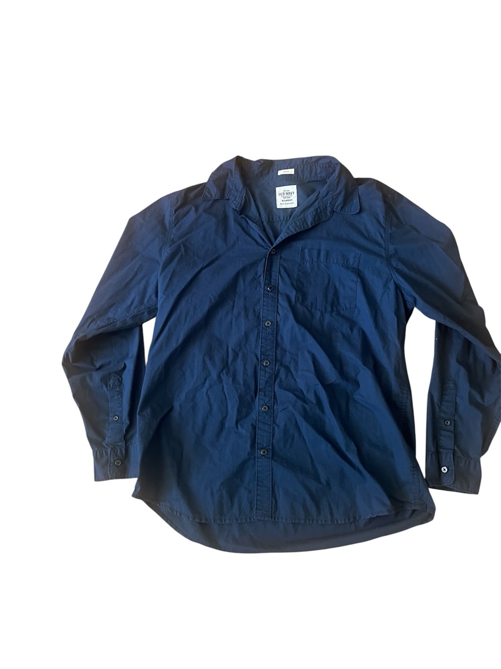 Old Navy Men's Fitted Navy Long-Sleeve Button-Down Shirt